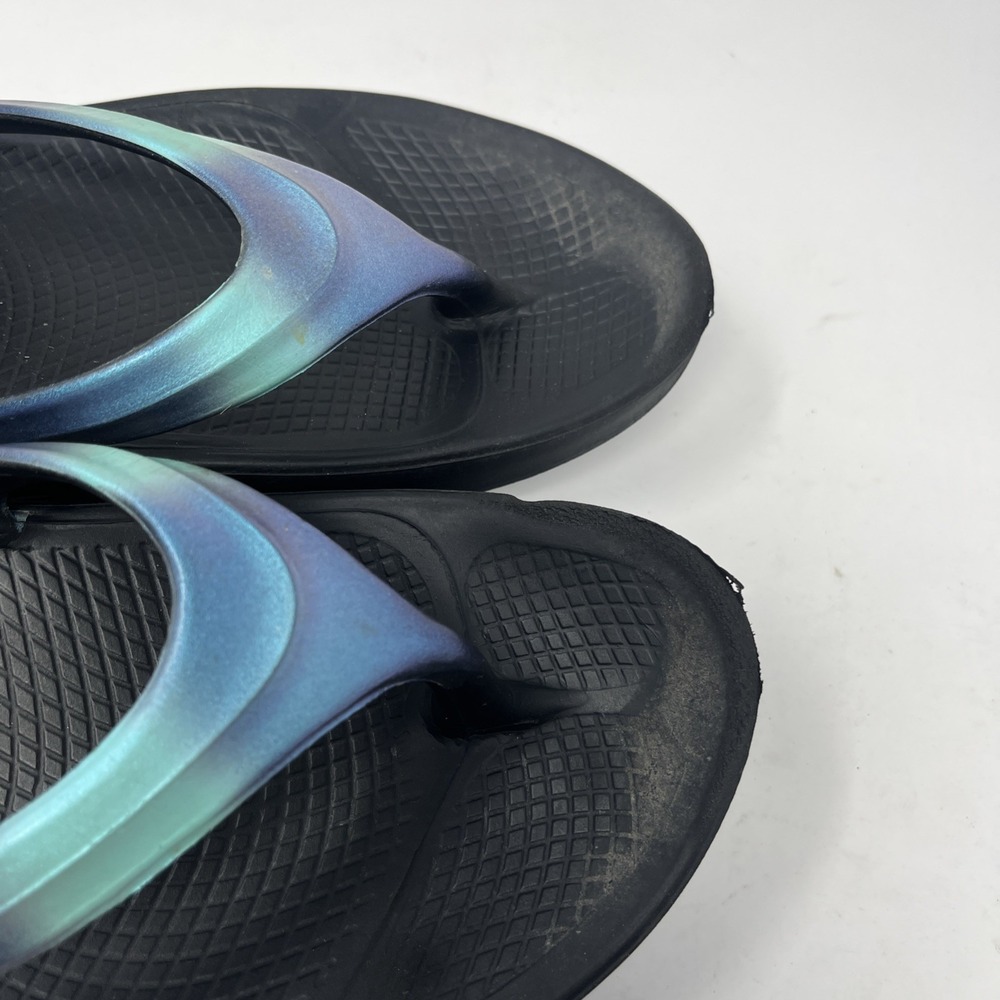 OOFOS OOlala Sandals Womens Sz 11 Midnight Thong Specter Black Blue Purple - Picture 4 of 12